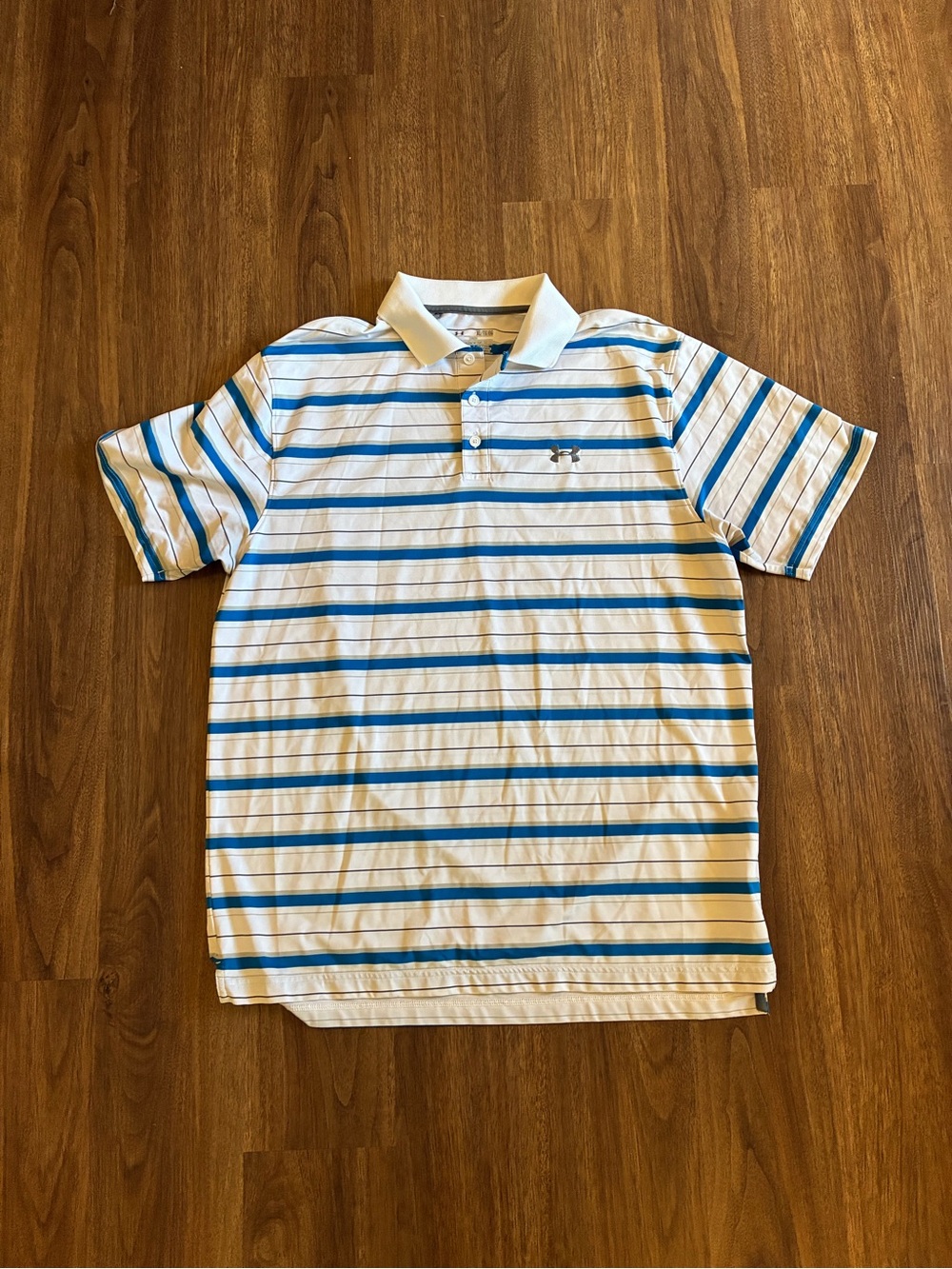 Under Armour Golf Polo Shirt Men’s Size XL Performance White With Blue Stripes